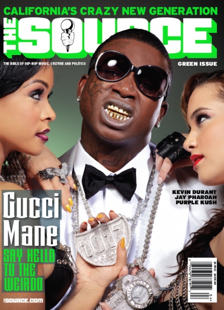 Gucci Mane shows off his grill and his ice cream fact tatt on the cover of