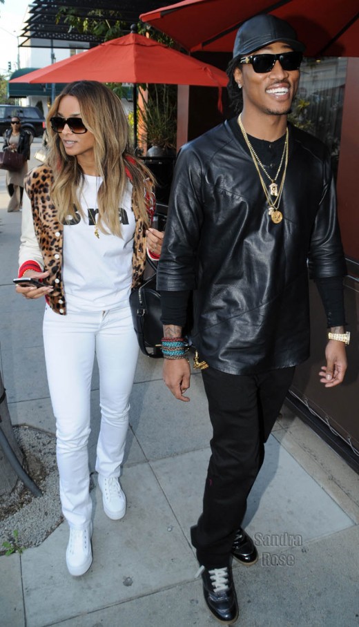 TI, Tiny, Ciara and Future exit Crustacean's restaurant in Beverly Hills