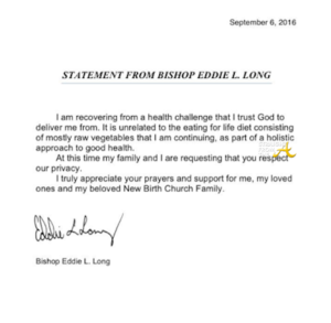 Eddie Long Statement