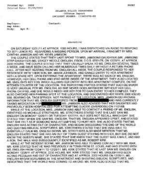 Stacey English Police Report (CLICK TO VIEW LARGER)