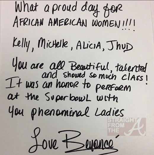 Beyonce Superbowl 2013 letter