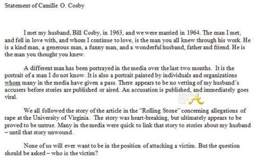 Camille Cosby Statement - StraightFromTheA