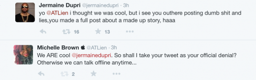 Jermaine Dupri Michelle ATLien Brown Tweets 2015