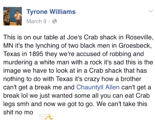 Tyrone Williams Joes Crab Shack 2016